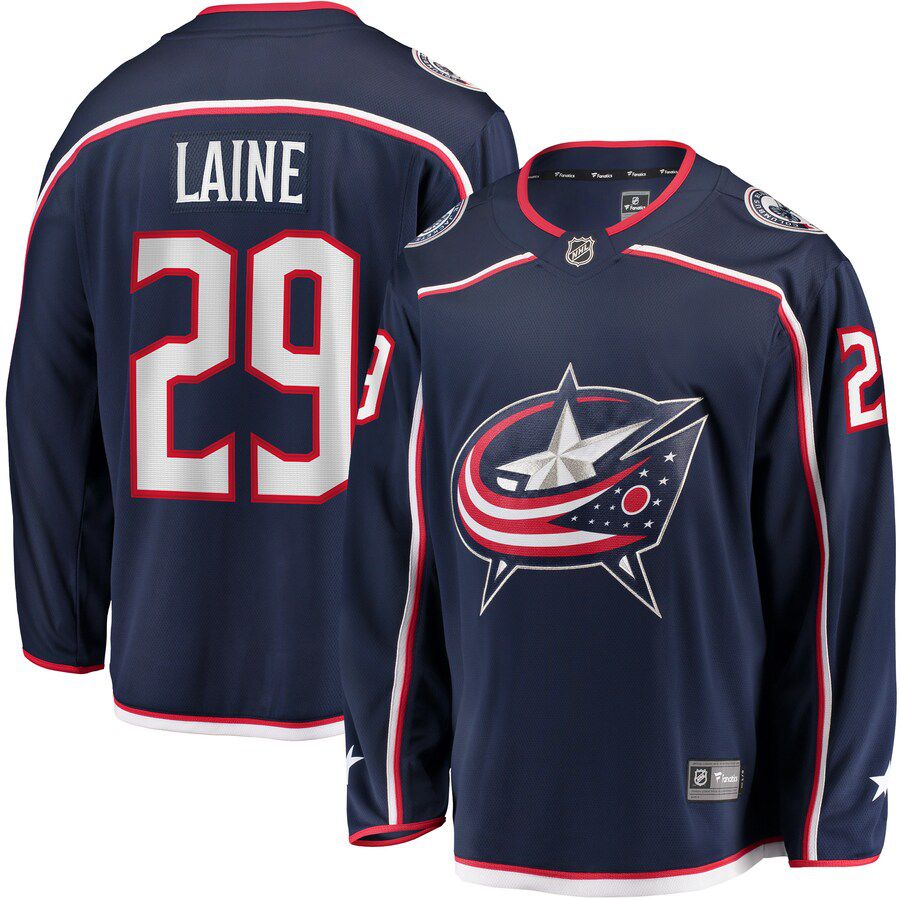 Men Columbus Blue Jackets 29 Patrik Laine Fanatics Branded Navy Home Breakaway NHL Jersey